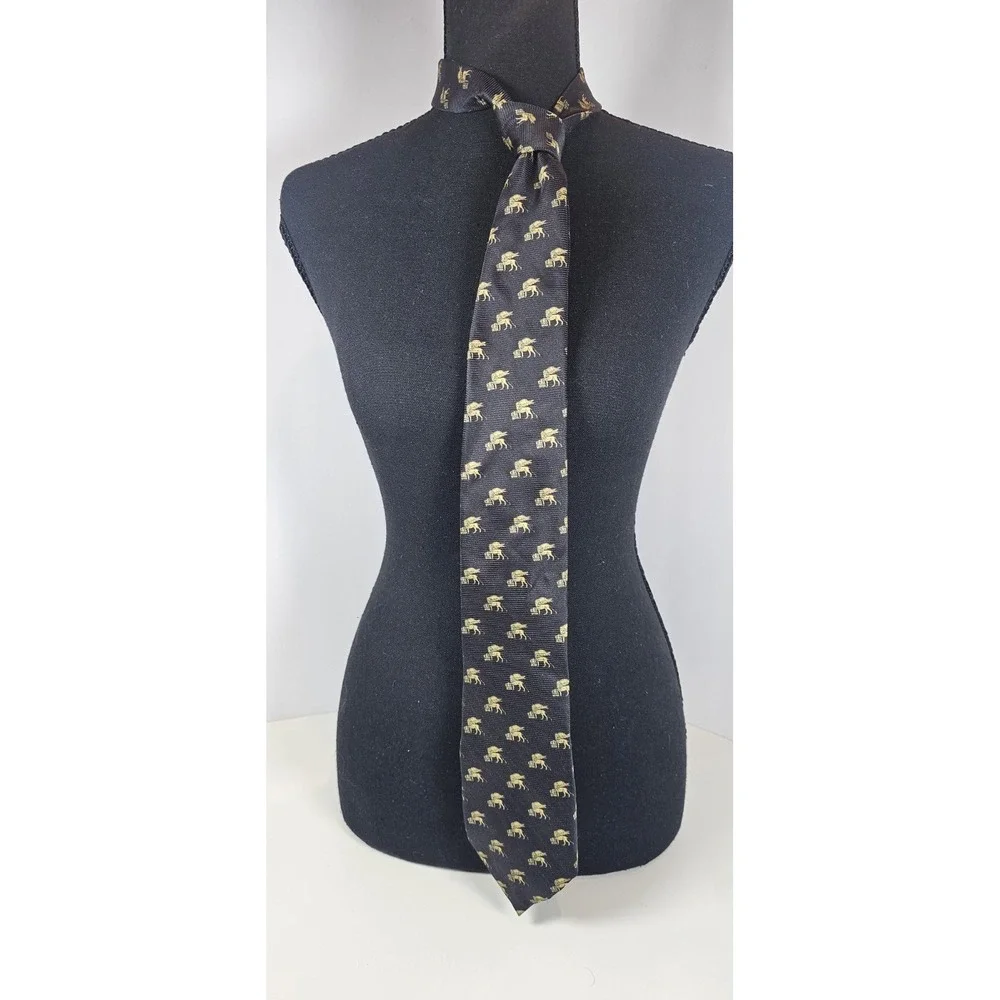 Fabris Venezia Tie 100% Silk Black Winged Lion Luxury Made in Italy Mens Necktie